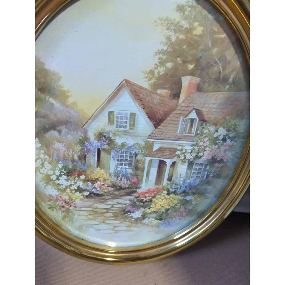 Vintage 90's Homco English Cottage Framed Print Cottagecore Floral
